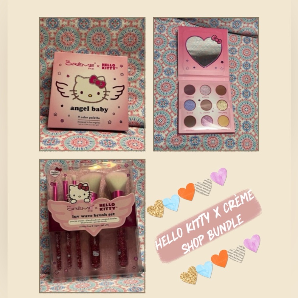 NWT The Crème Shop x Hello Kitty Angel Baby Palette & Brush Bundle